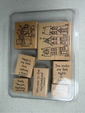 Stampin’ Up! Retired Neighborhood Home Wood Mount Rubber Stamp Set (7)